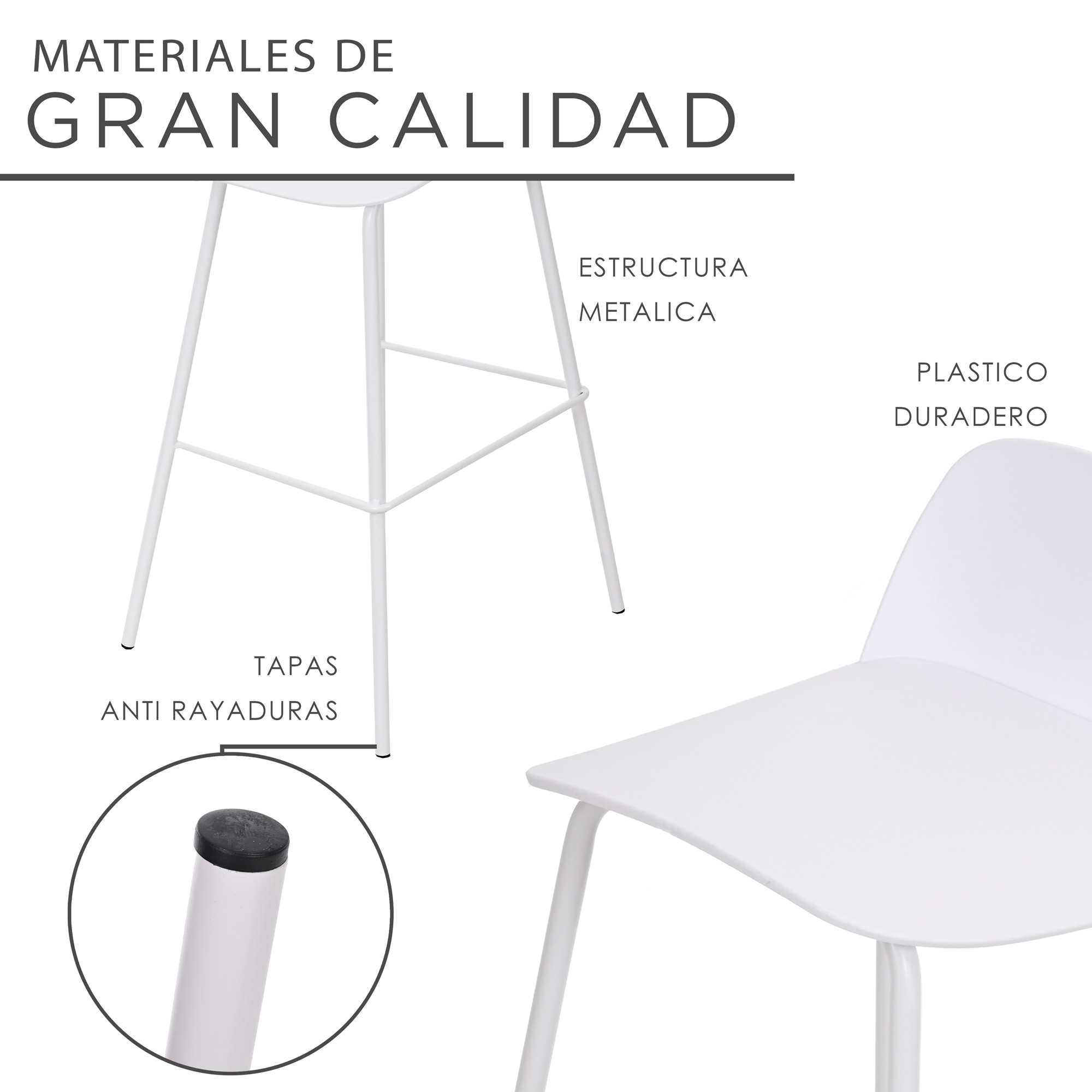Foto 4 | Set 4 Bancos con Respaldo Plástico