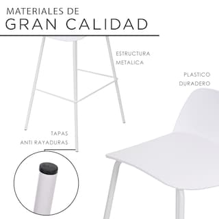 Foto 4 | Set 4 Bancos con Respaldo Plástico