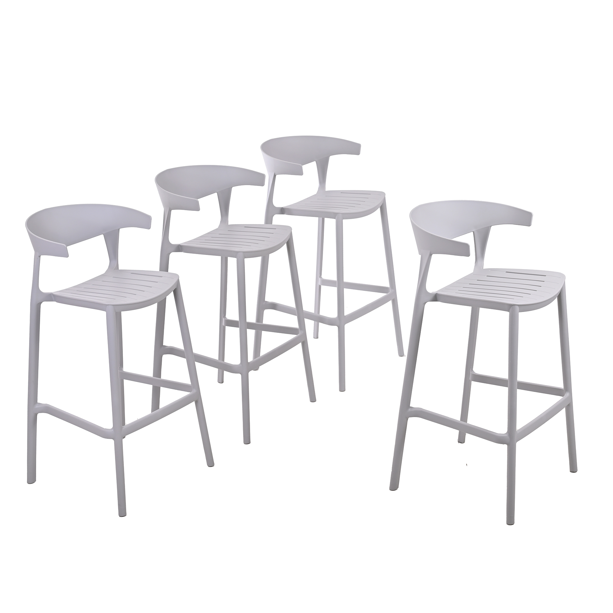 Set 4 Bancos con Respaldo Plástico Gris
