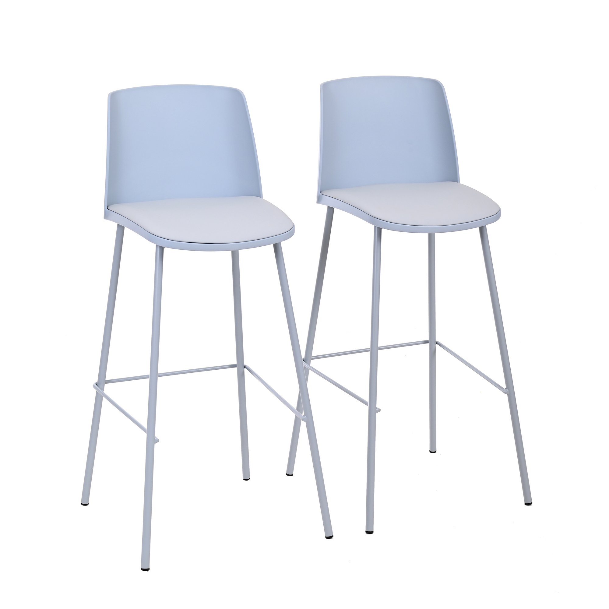 Set 2 Bancos con Respaldo Plástico Azul
