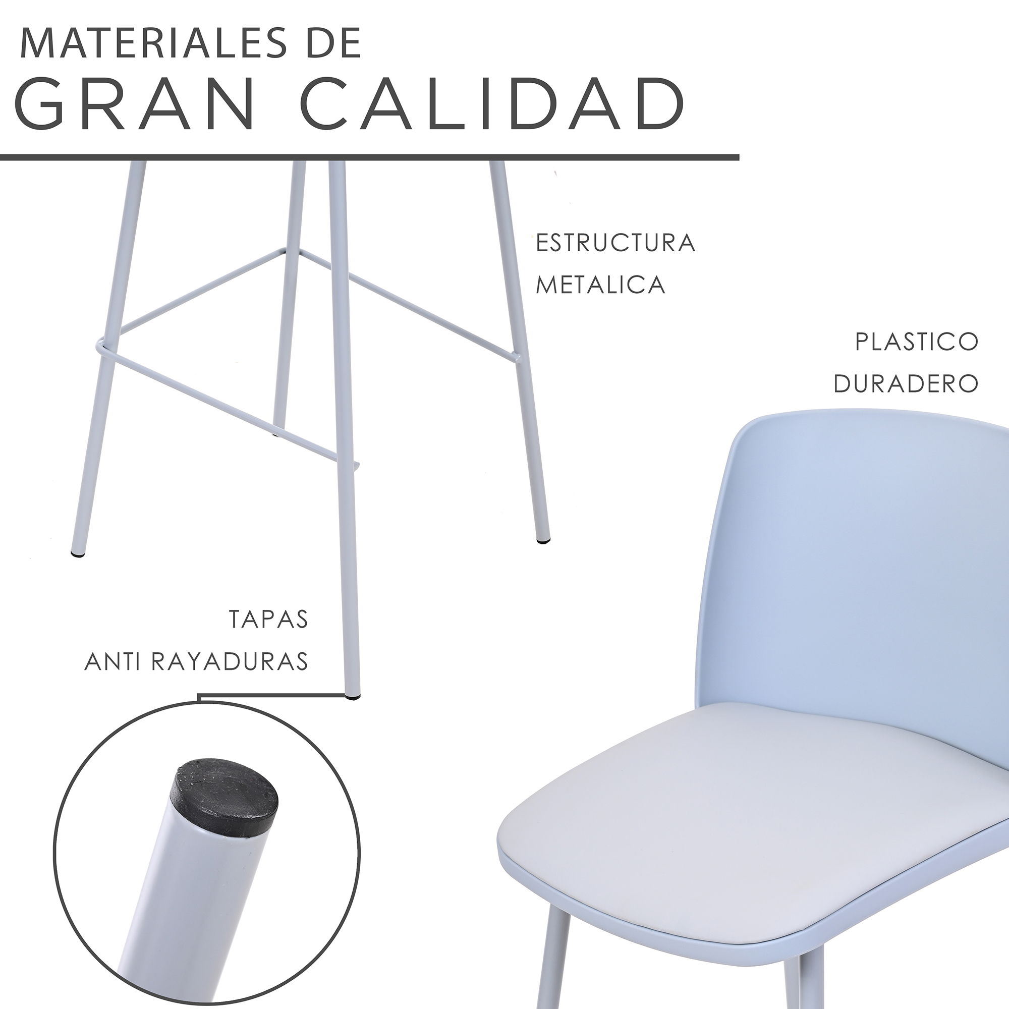 Foto 6 | Set 2 Bancos con Respaldo Plástico Azul