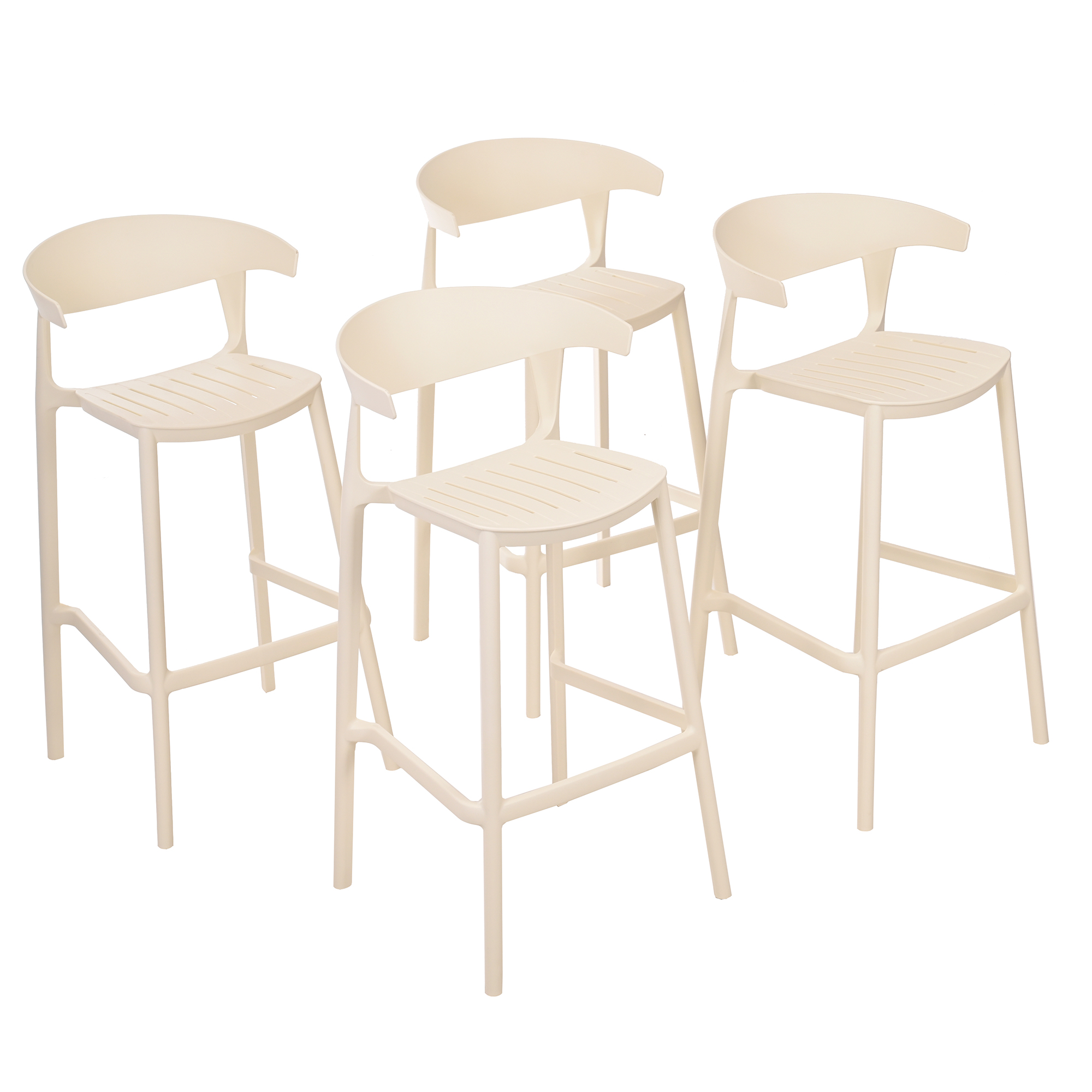 Foto 1 | Set 4 Bancos con Respaldo Plástico Beige