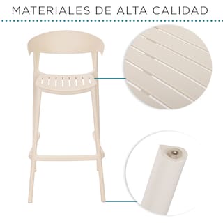 Foto 4 | Set 4 Bancos con Respaldo Plástico Beige