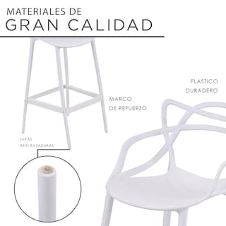 Foto 4 | Bancos Altos EKE Life Home para Desayunador Blancos 2 Piezas