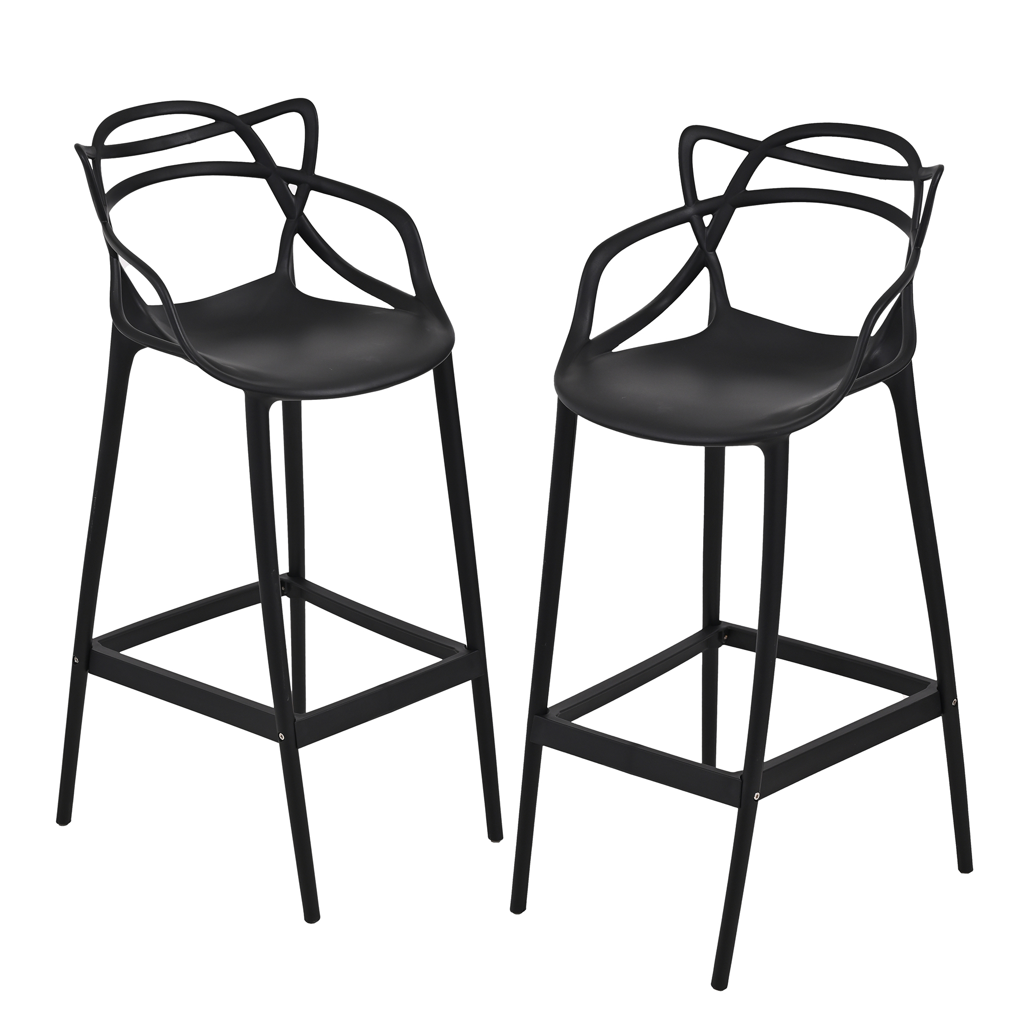 Foto 1 | Set 2 Bancos Sillas Altas Nealtican Barra Cocina Desayunador Eke Negro