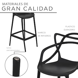 Foto 4 | Set 2 Bancos Sillas Altas Nealtican Barra Cocina Desayunador Eke Negro