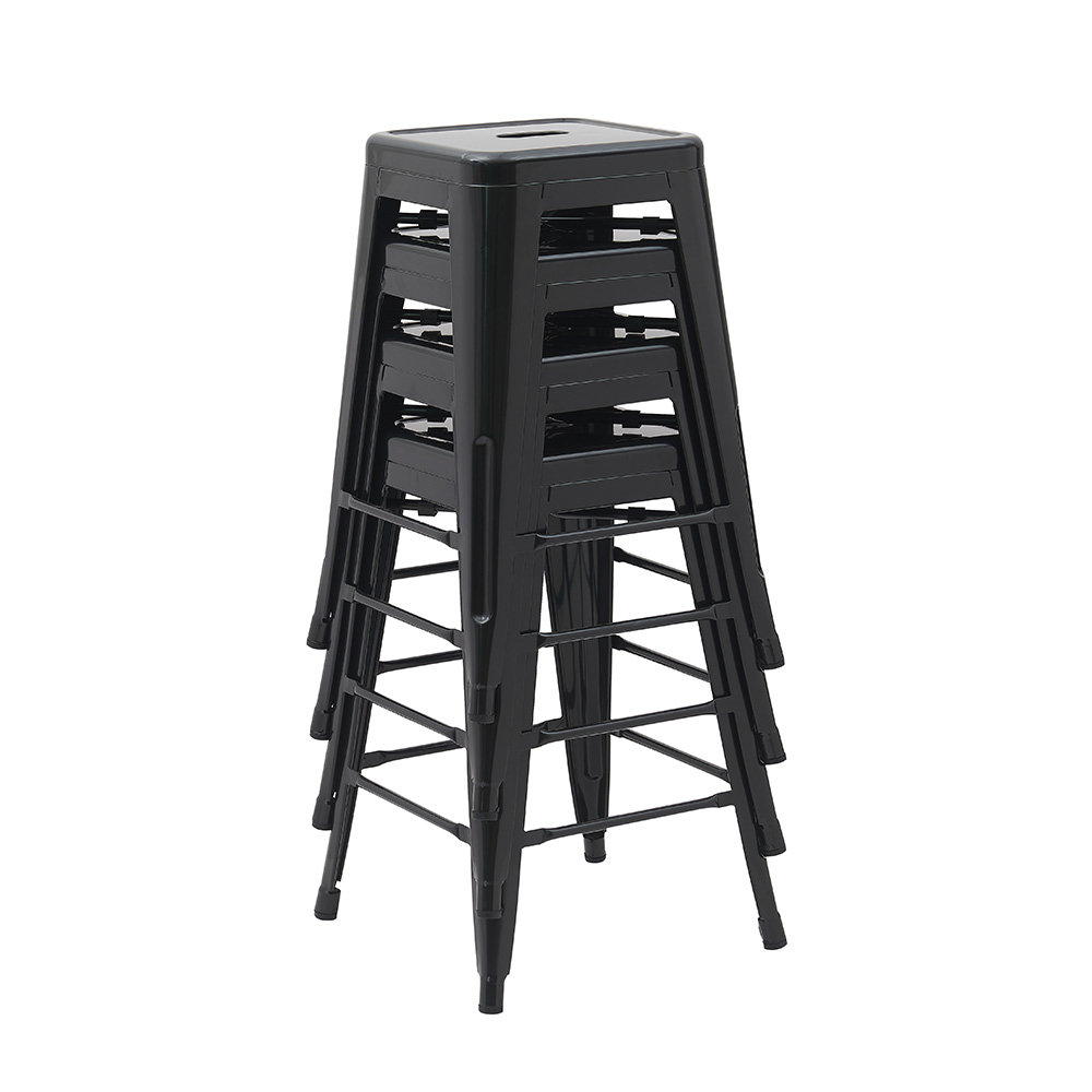 Set 4 Bancos Tolix para Barra Restaurante 60 Cm Negro