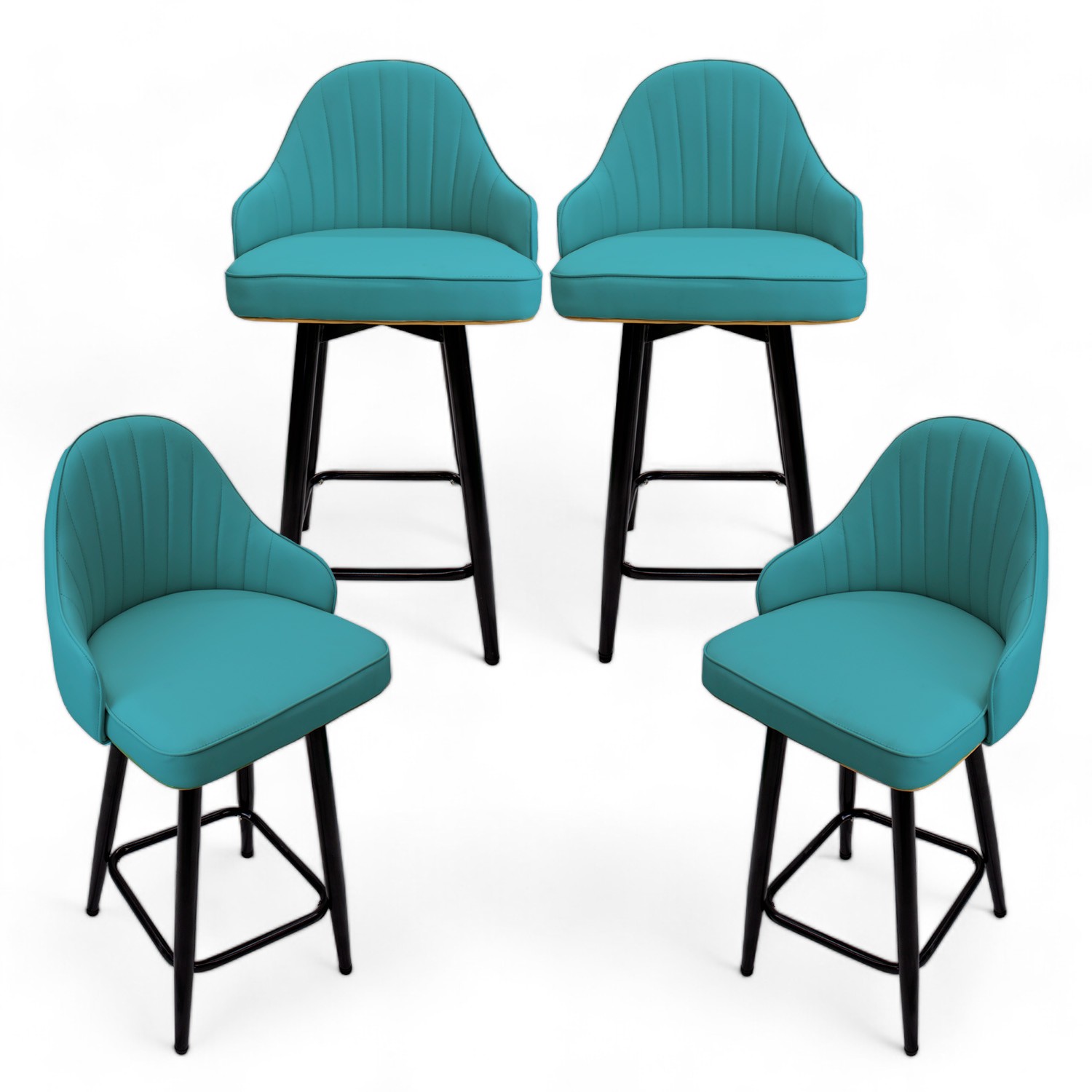 Ilios Innova Juego De 4 Sillas De Bar Giratorias Tokio Azul
