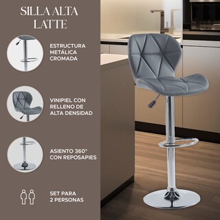 Foto 2 | Set de 2 Sillas Altas Latte Grises Diseño Elegante y Confortable
