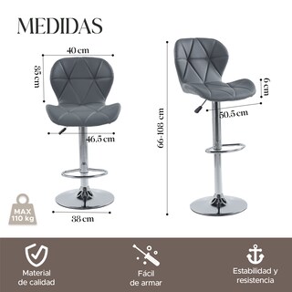 Foto 3 | Set de 2 Sillas Altas Latte Grises Diseño Elegante y Confortable