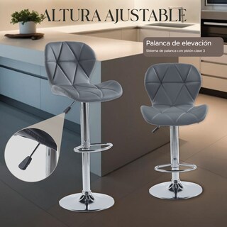 Foto 4 | Set de 2 Sillas Altas Latte Grises Diseño Elegante y Confortable