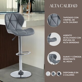Foto 6 | Set de 2 Sillas Altas Latte Grises Diseño Elegante y Confortable