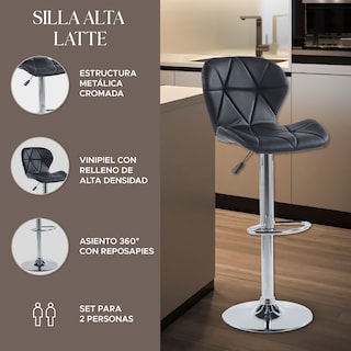 Foto 2 | Set de 2 Sillas Altas Latte Negros Diseño Elegante y Confortable