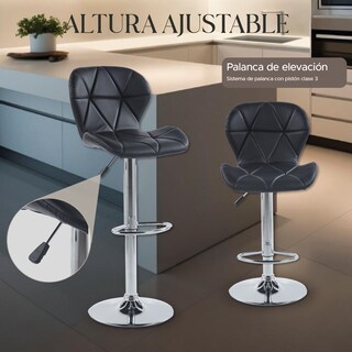 Foto 4 | Set de 2 Sillas Altas Latte Negros Diseño Elegante y Confortable