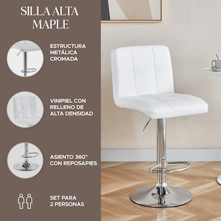 Foto 2 | Set de 2 Sillas Altas Maple Blancos Estilo Moderno y Elegante