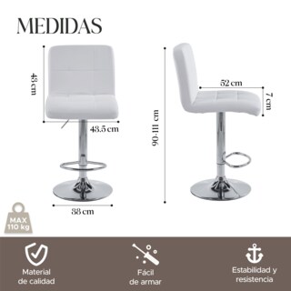 Foto 3 | Set de 2 Sillas Altas Maple Blancos Estilo Moderno y Elegante