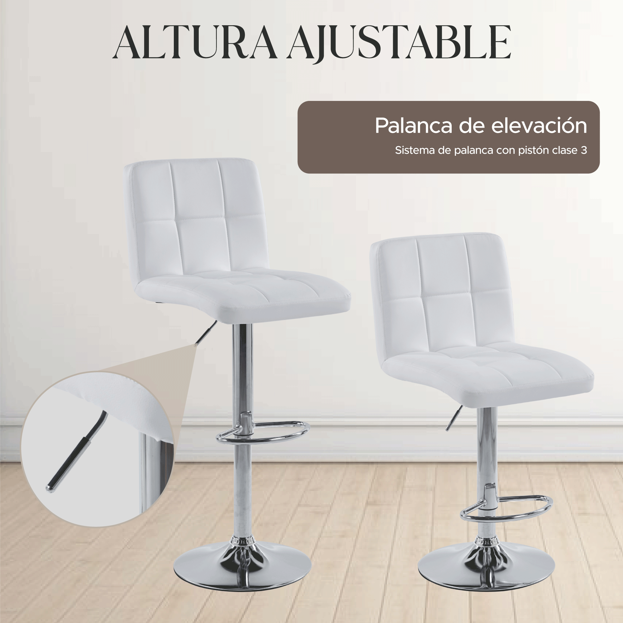 Foto 4 | Set de 2 Sillas Altas Maple Blancos Estilo Moderno y Elegante