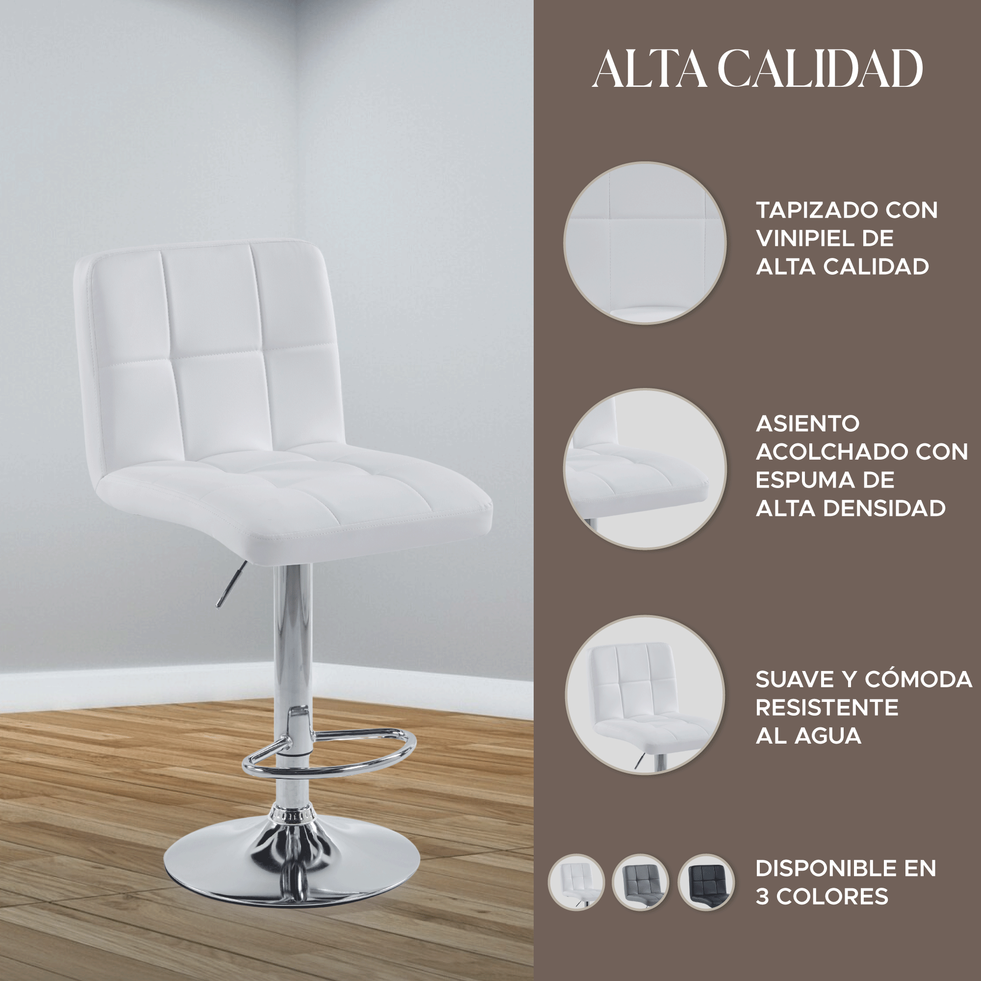 Foto 6 | Set de 2 Sillas Altas Maple Blancos Estilo Moderno y Elegante