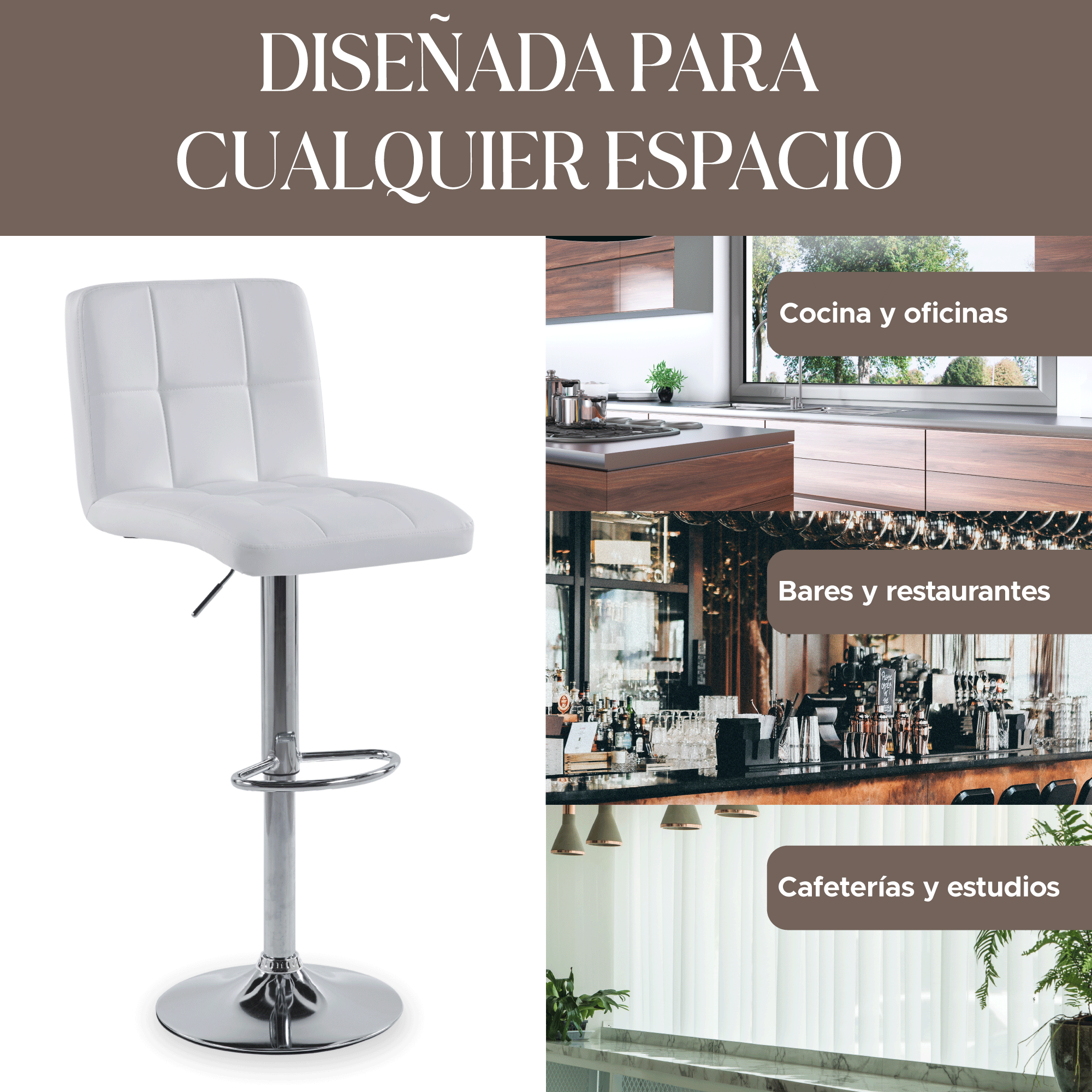 Foto 9 pulgar | Set de 2 Sillas Altas Maple Blancos Estilo Moderno y Elegante