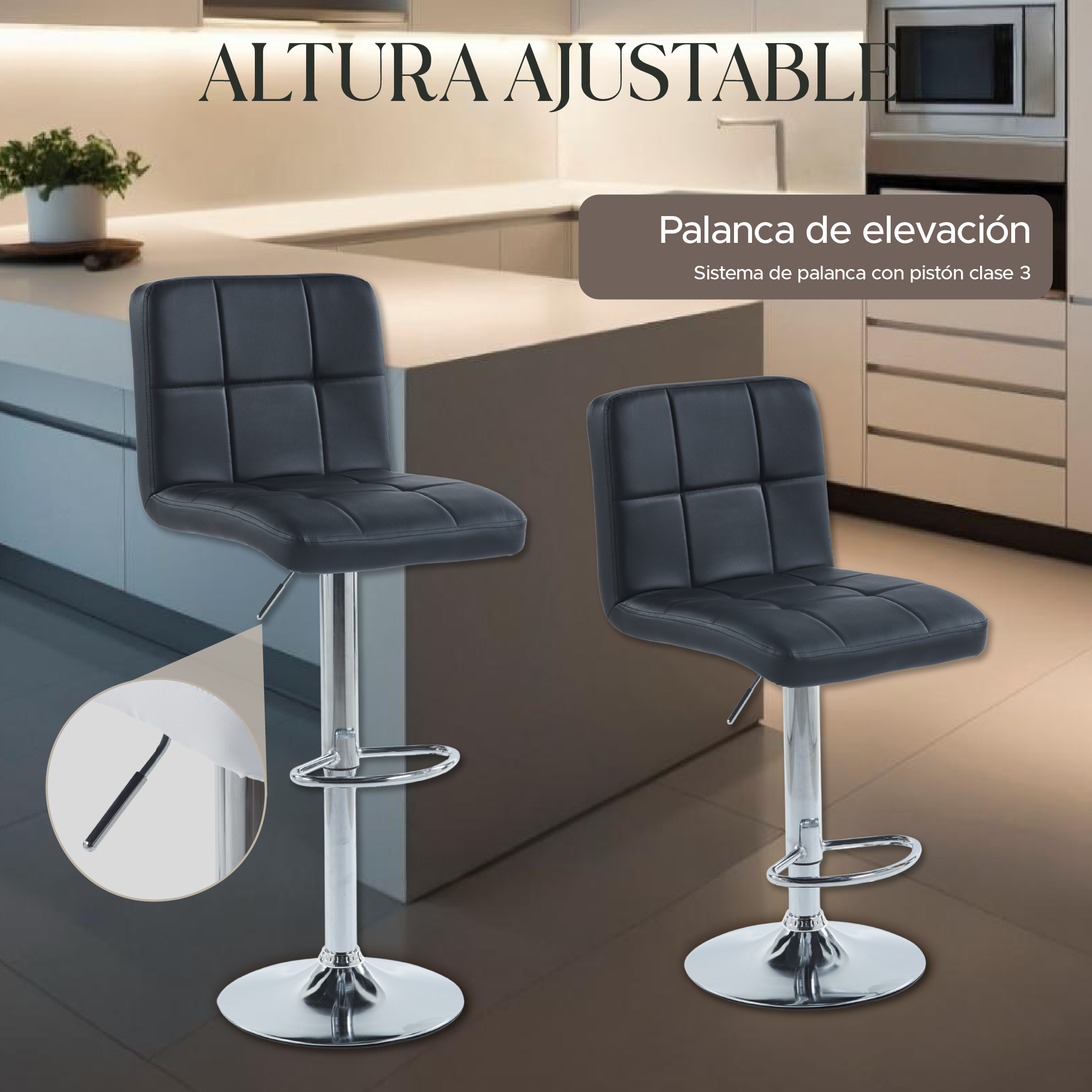 Foto 4 | Set de 2 Sillas Altas Maple Negros Estilo Moderno y Elegante