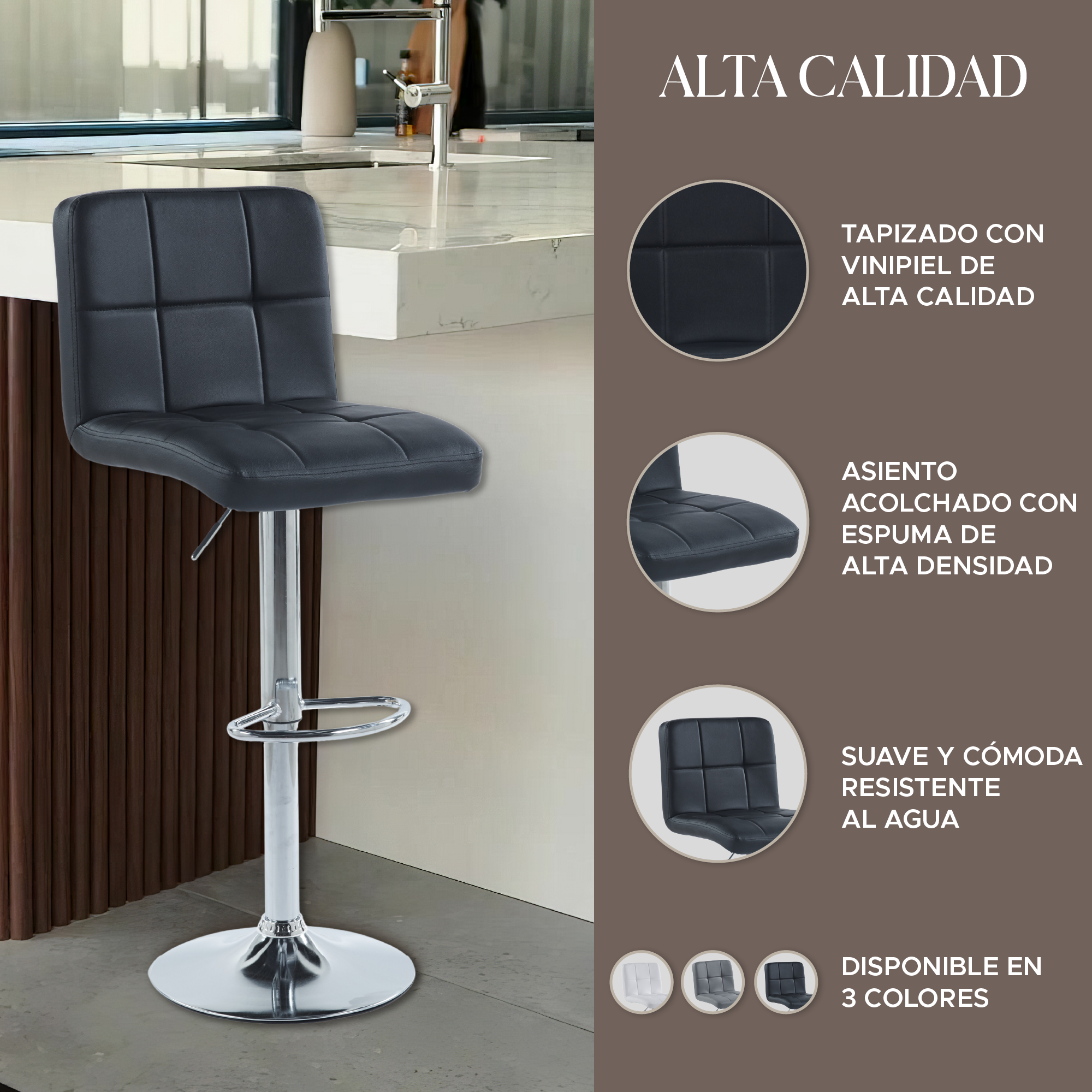 Foto 6 | Set de 2 Sillas Altas Maple Negros Estilo Moderno y Elegante