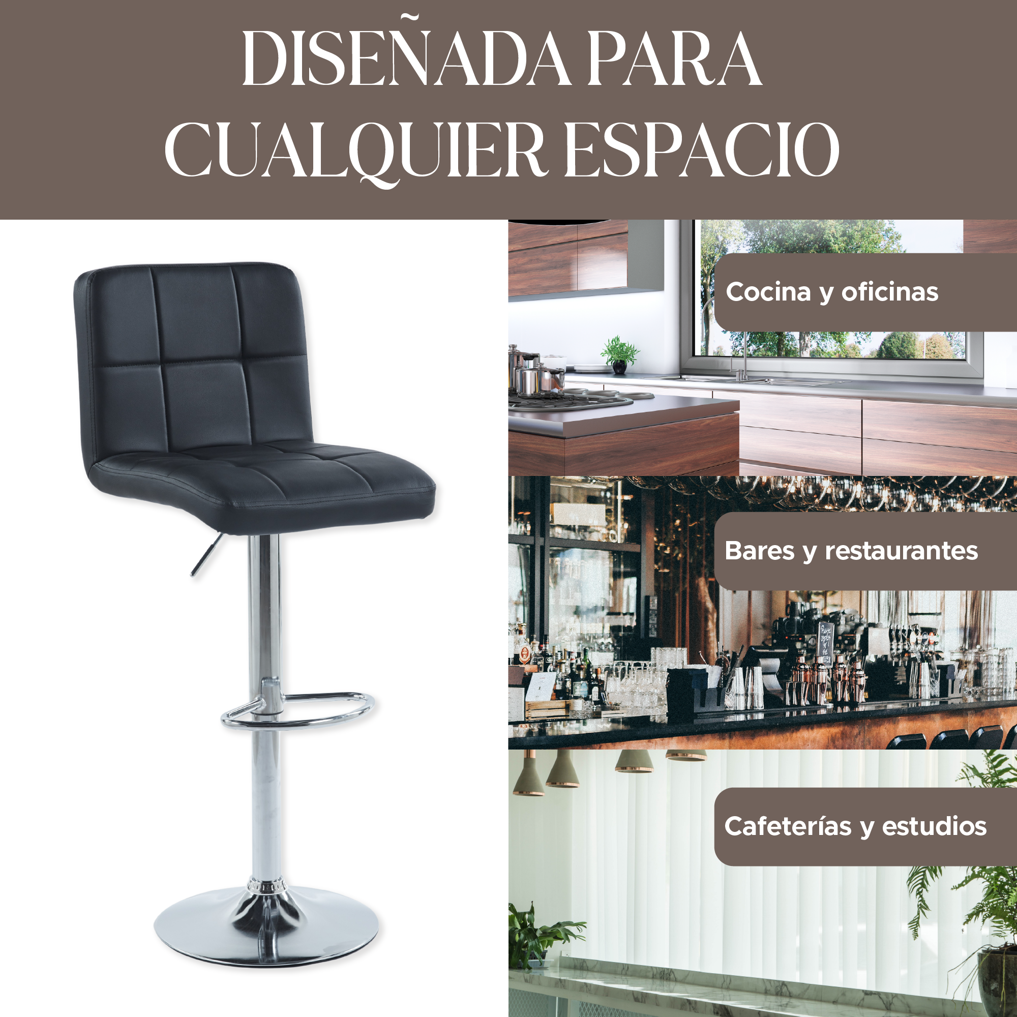 Foto 7 | Set de 2 Sillas Altas Maple Negros Estilo Moderno y Elegante