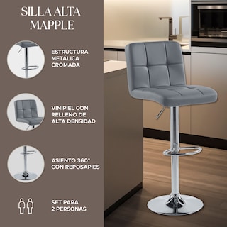 Foto 2 | Set de 2 Sillas Altas Maple Gris Estilo Moderno y Elegante