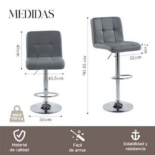 Foto 3 | Set de 2 Sillas Altas Maple Gris Estilo Moderno y Elegante