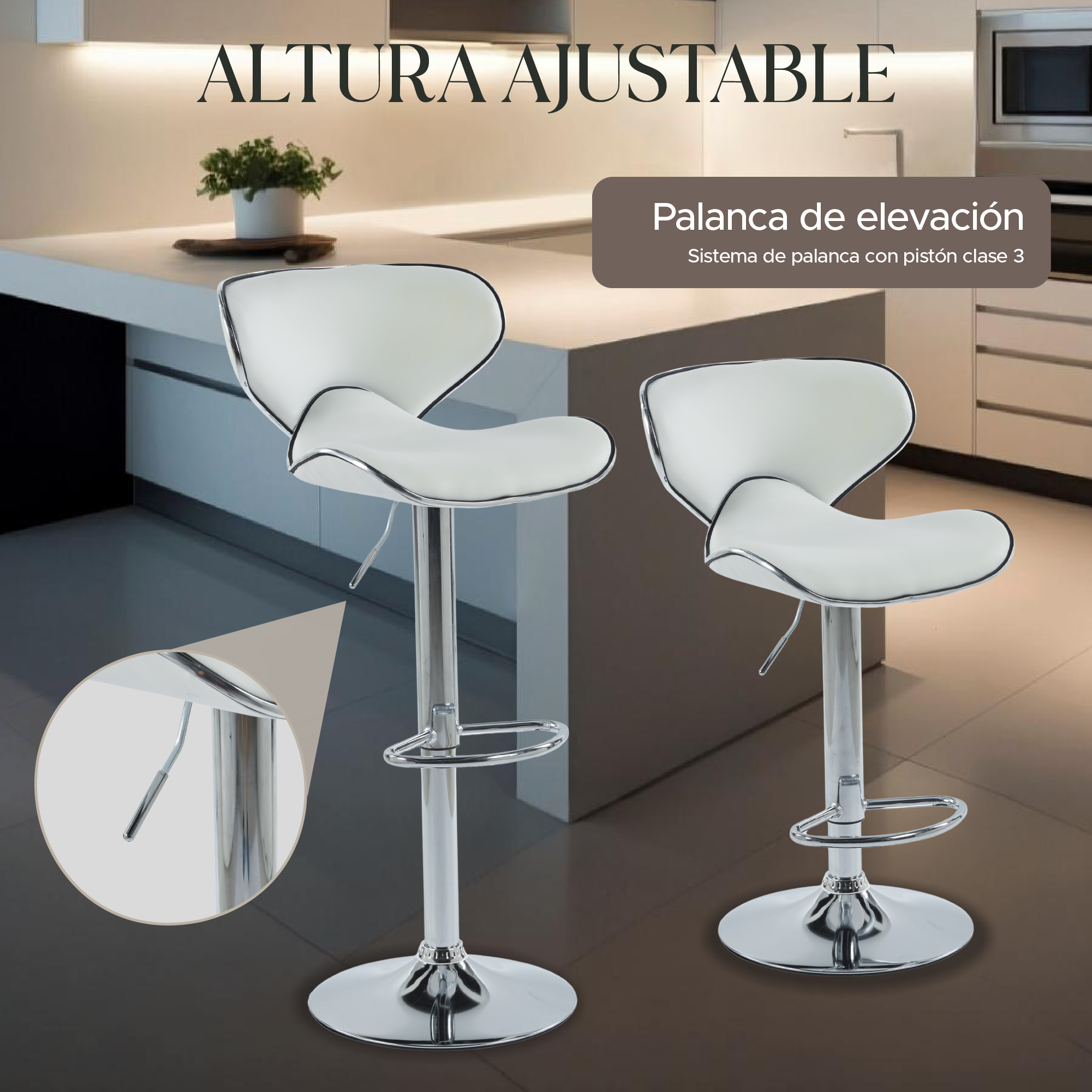 Foto 4 | Set de 2 Sillas Altas Brunch Blancos Modernas y Elegantes