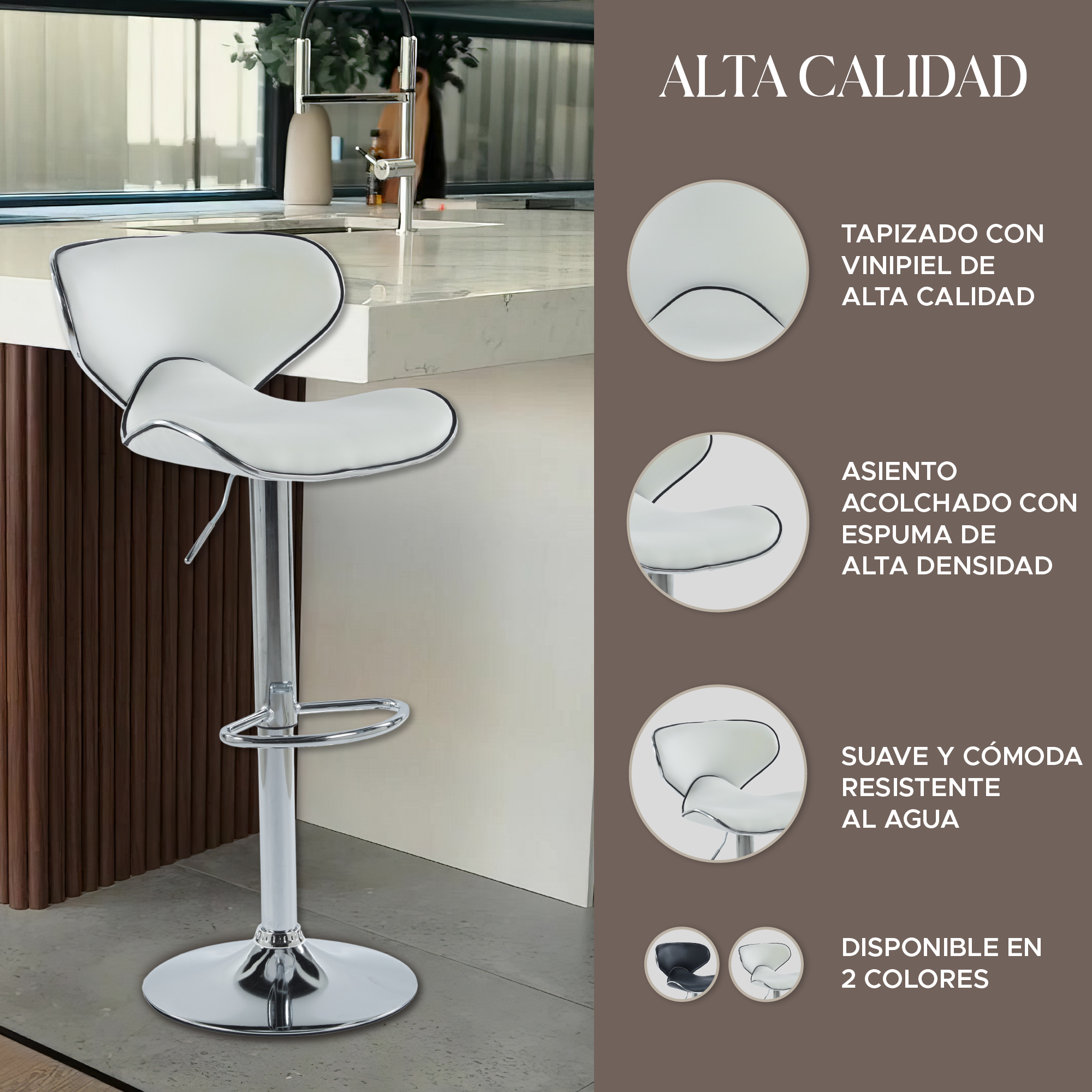 Foto 6 | Set de 2 Sillas Altas Brunch Blancos Modernas y Elegantes