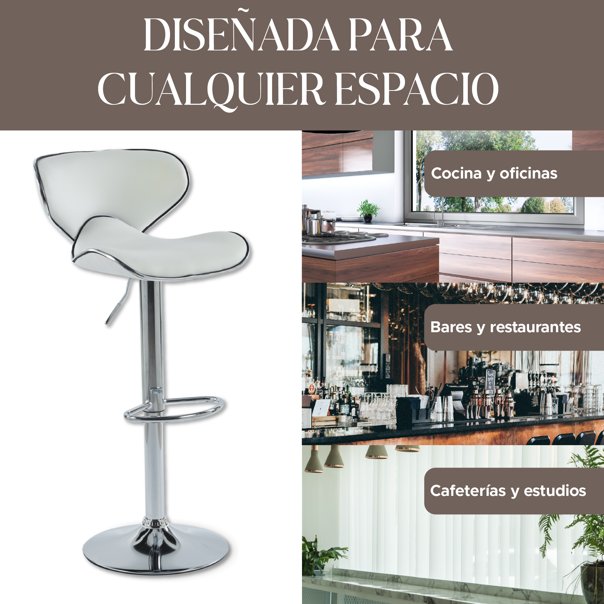 Foto 7 | Set de 2 Sillas Altas Brunch Blancos Modernas y Elegantes