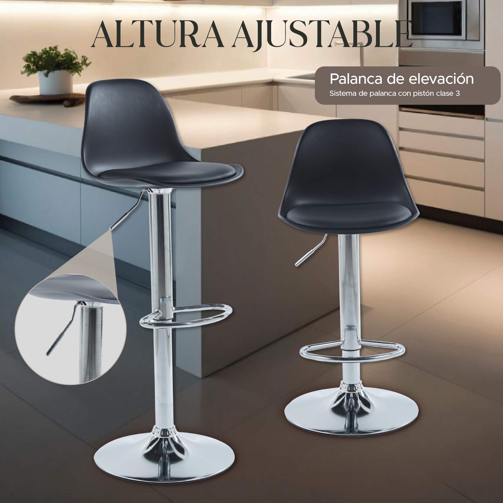 Foto 4 | Set de 4 Sillas Altas Elegantes Espresso Negros Diseño Moderno y Sofisticado