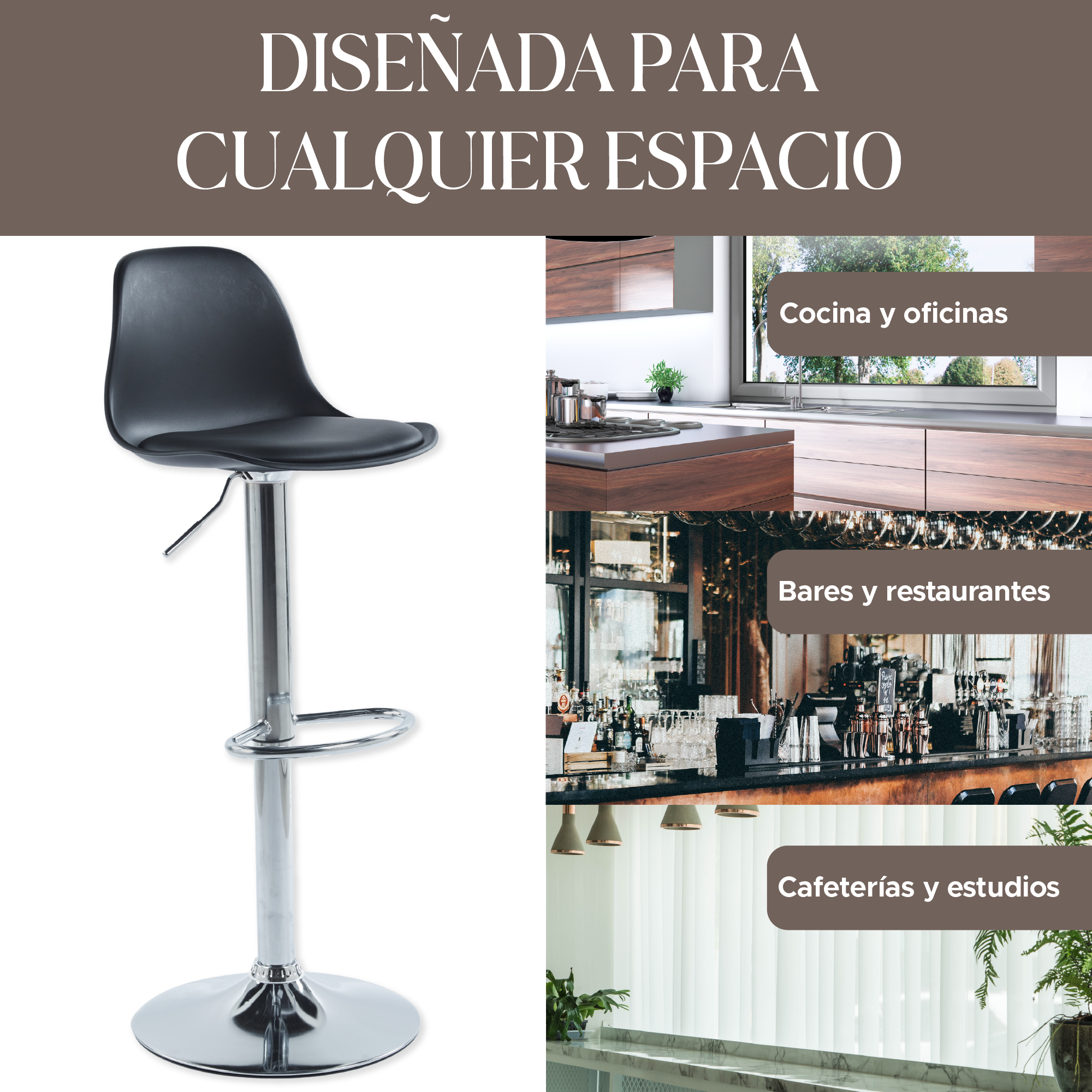 Foto 7 | Set de 4 Sillas Altas Elegantes Espresso Negros Diseño Moderno y Sofisticado
