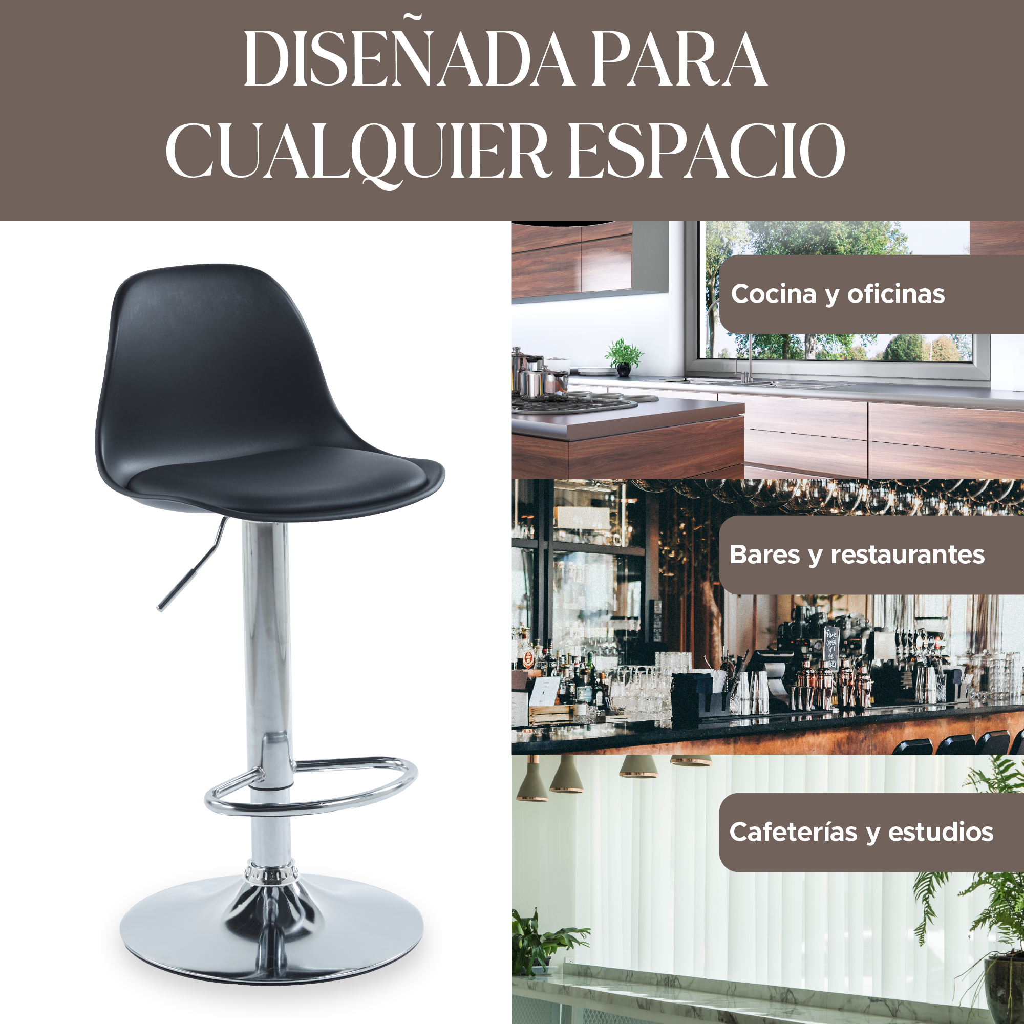 Foto 9 pulgar | Set de 4 Sillas Altas Elegantes Espresso Negros Diseño Moderno y Sofisticado