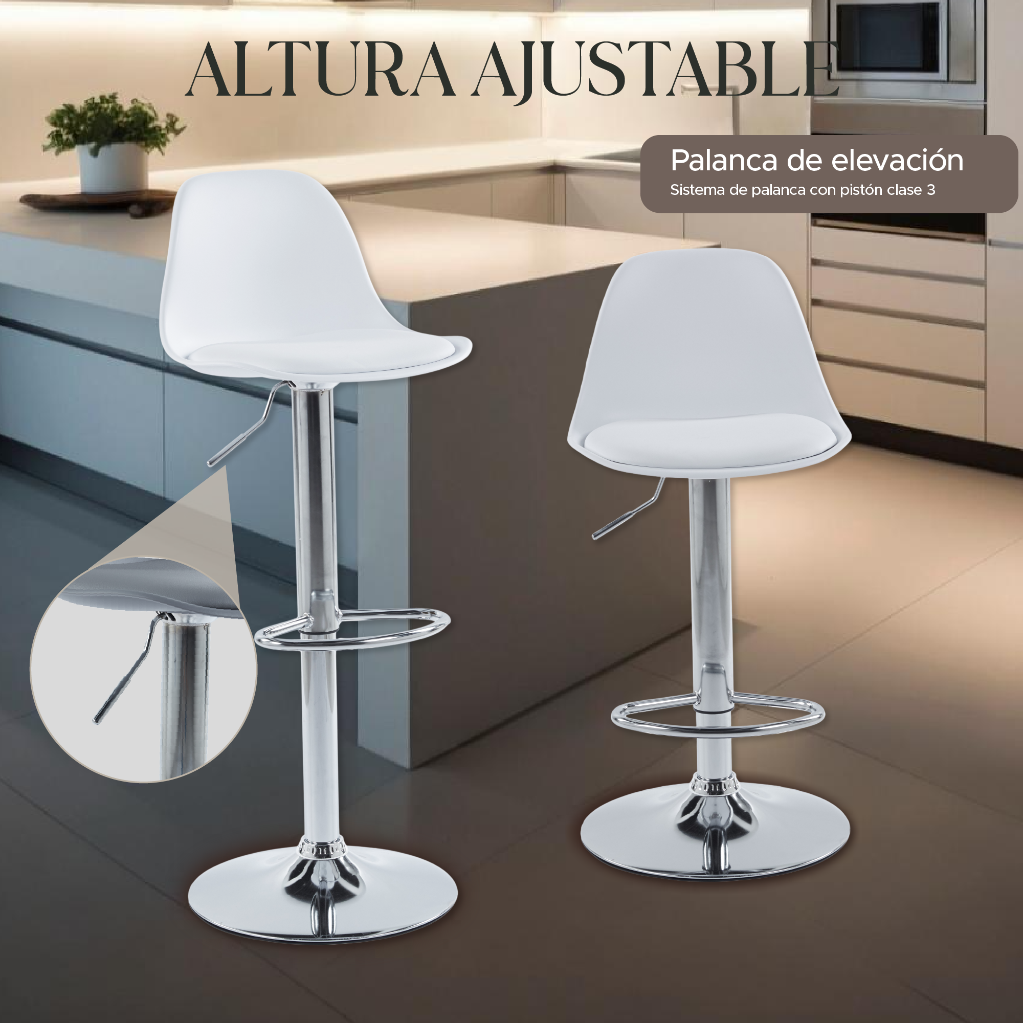 Foto 4 | Set de 4 Sillas Altas Elegantes Espresso Blancos Diseño Moderno y Sofisticado