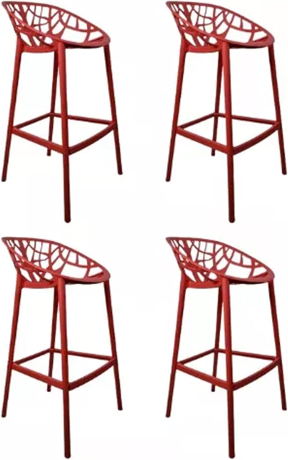 Set 4 Sillas Altas Rojas Para Barra Jardín Terraza Comedor