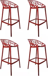 Foto 1 | Set 4 Sillas Altas Rojas Para Barra Jardín Terraza Comedor