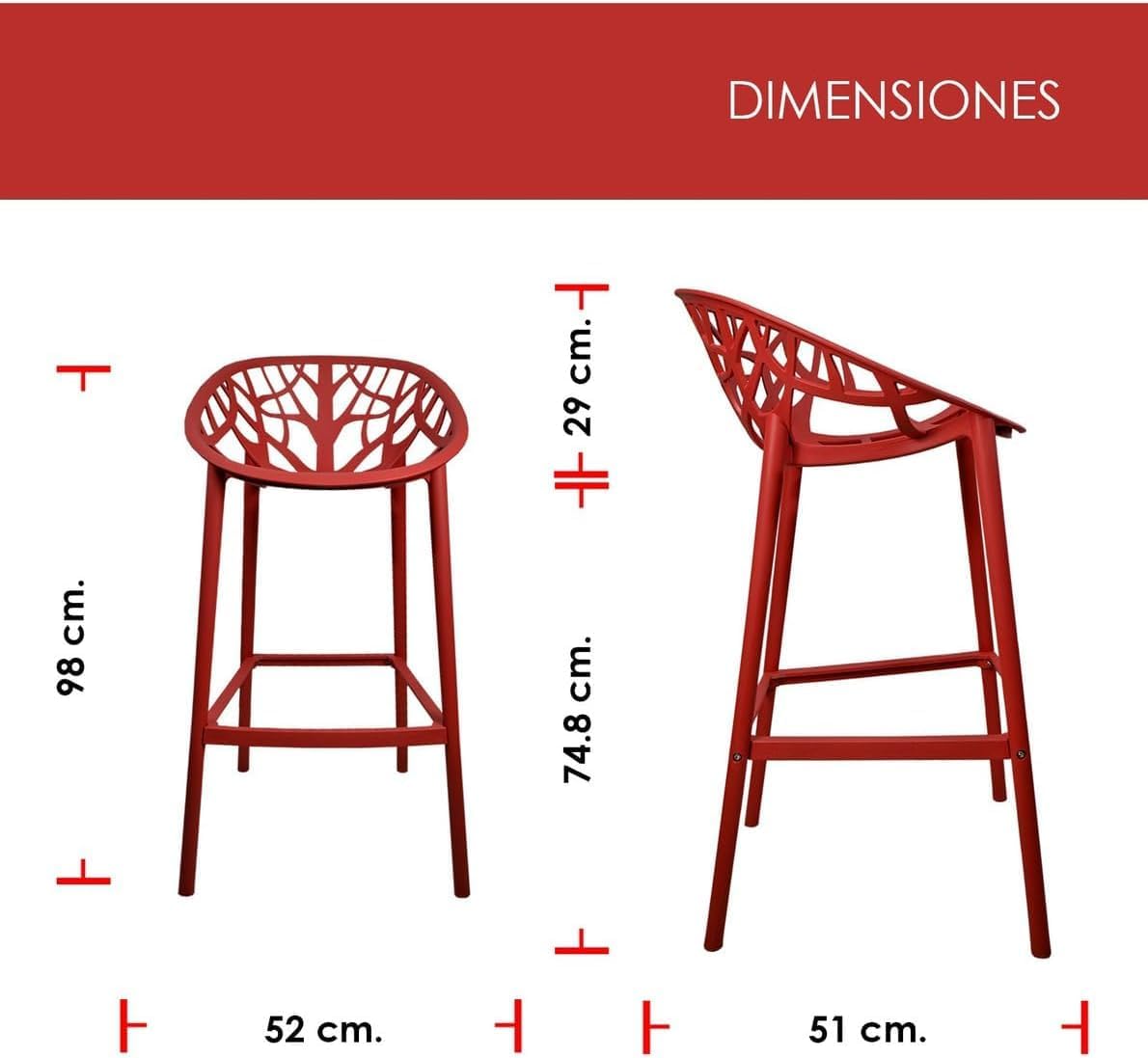 Foto 4 pulgar | Set 4 Sillas Altas Rojas Para Barra Jardín Terraza Comedor