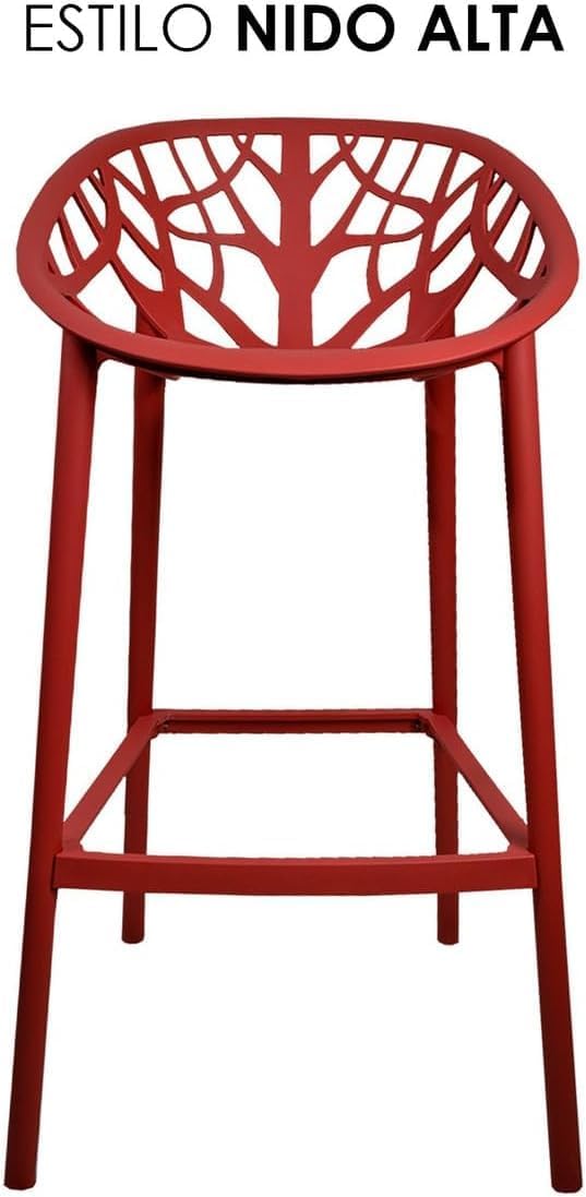 Foto 5 pulgar | Set 4 Sillas Altas Rojas Para Barra Jardín Terraza Comedor