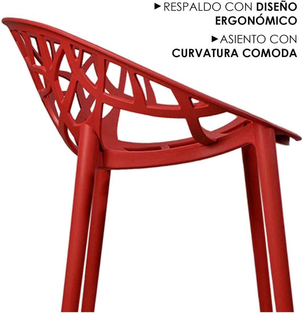 Foto 7 pulgar | Set 4 Sillas Altas Rojas Para Barra Jardín Terraza Comedor