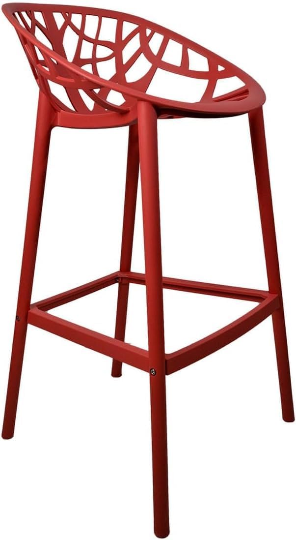Foto 8 | Set 4 Sillas Altas Rojas Para Barra Jardín Terraza Comedor