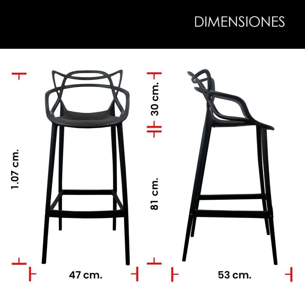 Foto 4 pulgar | Set 4 Sillas Altas Negras Para Barra Cocina Bar Comedor