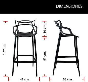 Foto 3 | Set 4 Sillas Altas Negras Para Barra Cocina Bar Comedor