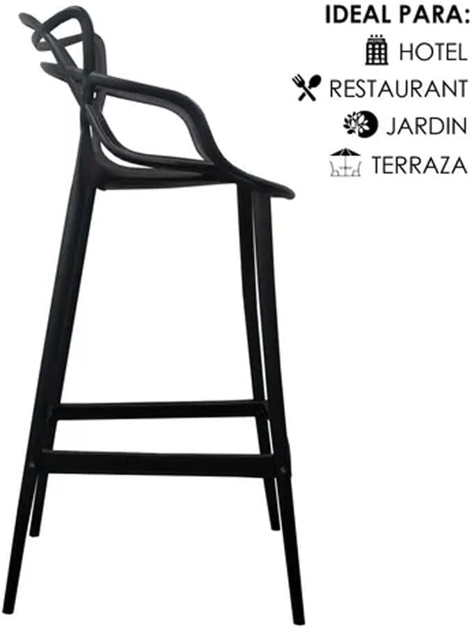 Foto 8 pulgar | Set 4 Sillas Altas Negras Para Barra Cocina Bar Comedor