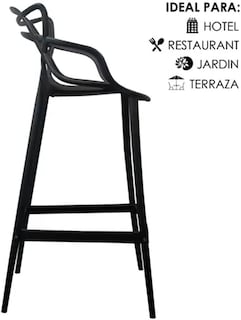 Foto 7 | Set 4 Sillas Altas Negras Para Barra Cocina Bar Comedor