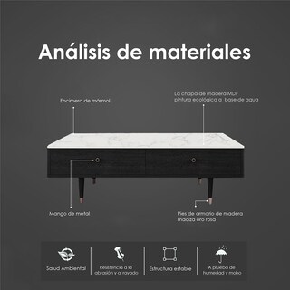 Foto 3 | Mesa De Centro 1 M Praga Con Cajones, De Madera Con Cubierta De Marmol