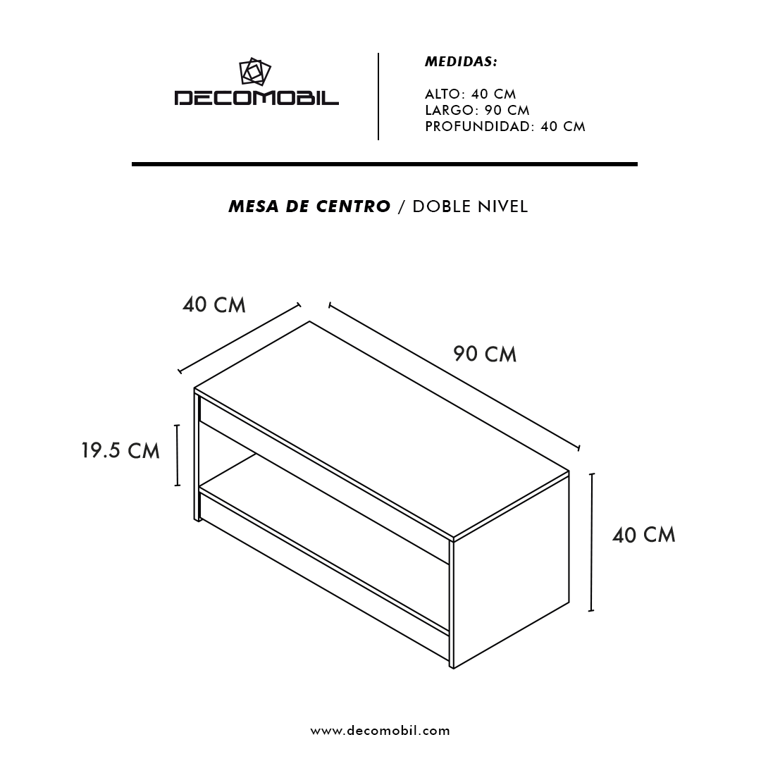 Foto 7 pulgar | Mesa de Centro Auxiliar Doble Nivel Minimalista MC-DNIVEL color Marrón