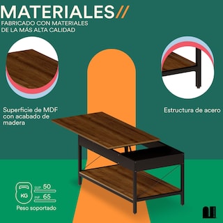 Foto 3 | Mesa de Centro Mubson Compartimiento Plegable Piare