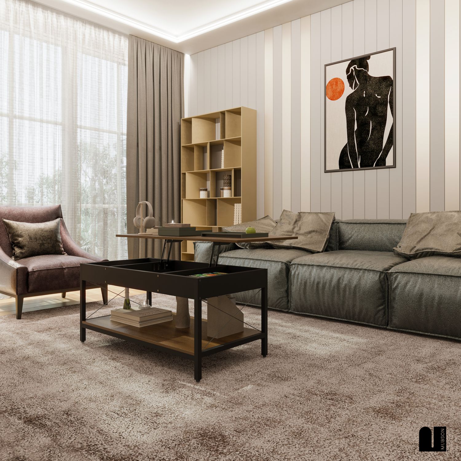 Foto 7 | Mesa de Centro Mubson Compartimiento Plegable Piare