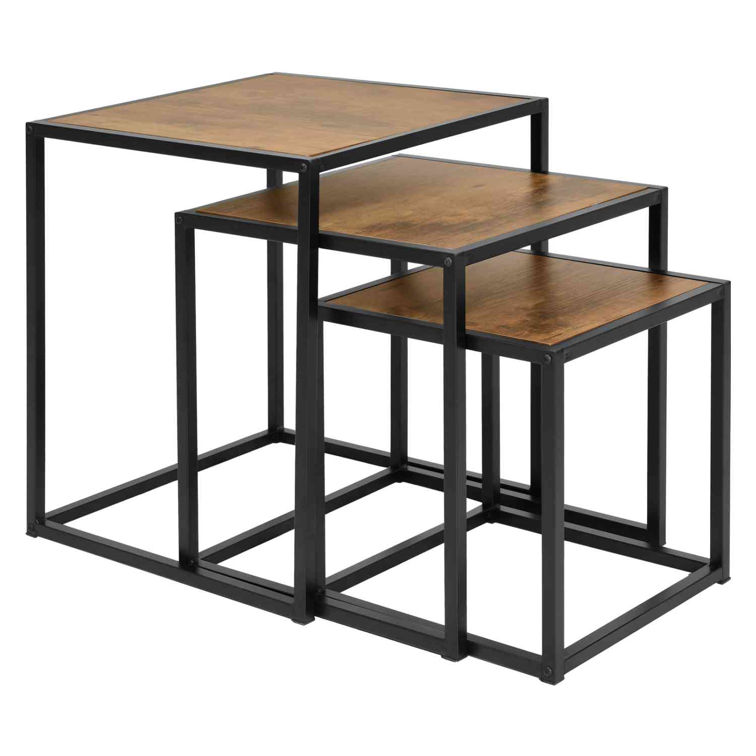 Set Mesas de Centro Rack & Pack Marrones Cuadradas 3 Piezas